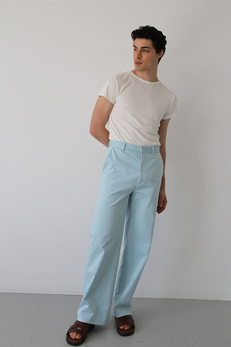 Terry Loose Bootcut Trousers Sky Blue