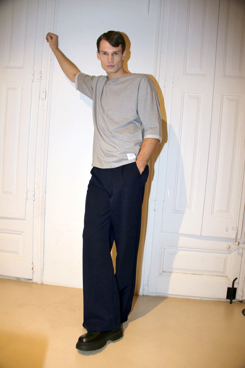 James AW Wide-Leg Trousers Navy