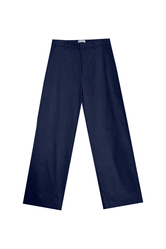 Terry Loose Bootcut Trousers Navy